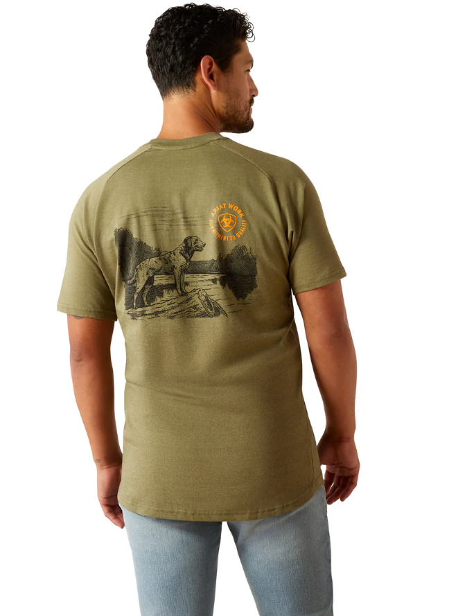 10054509 Ariat Men's Rebar Cotton Strong Buddy SS Tee Oil Green