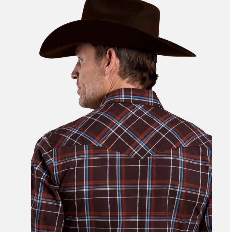 03-001-0062-0709BR Roper Men's West made Collection LS Shirt Plaid Brown