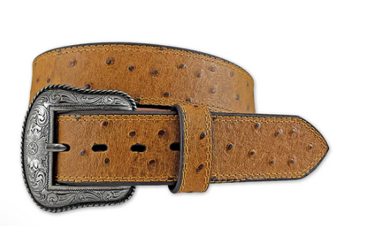 8682500T Roper Men's Belt 1. 1/2 Genuine leather with Ostrich Print Tan