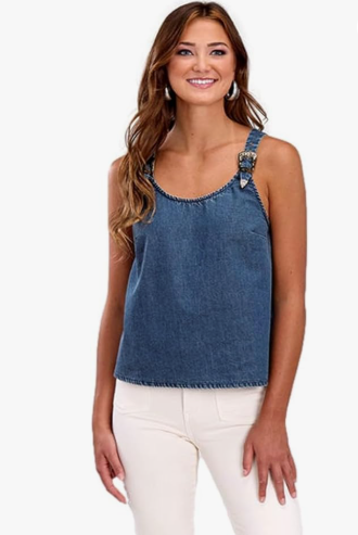 03-052-0594-4057  Roper Women's Five Star Collection Sleeveless Tank Solid Blue