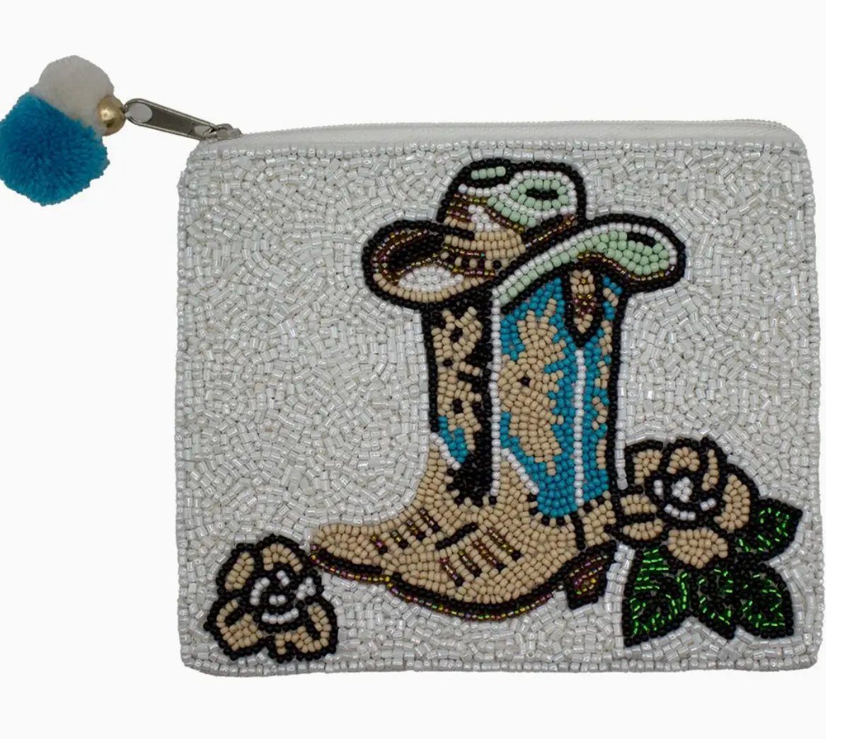 LAC-CP-1470 Teel shoes coin Beaded Purse