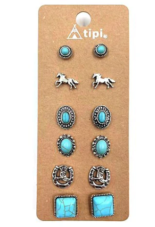SE2114SBTQ USA 6 Pair Dainty Post Earring Set