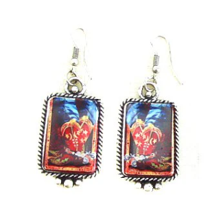 SE1096SB USA Western Portrait Dangle Earrings