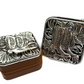 SJ0115BRN USA Western Cowboy Boot Etched Metal Plate Jewelry Box