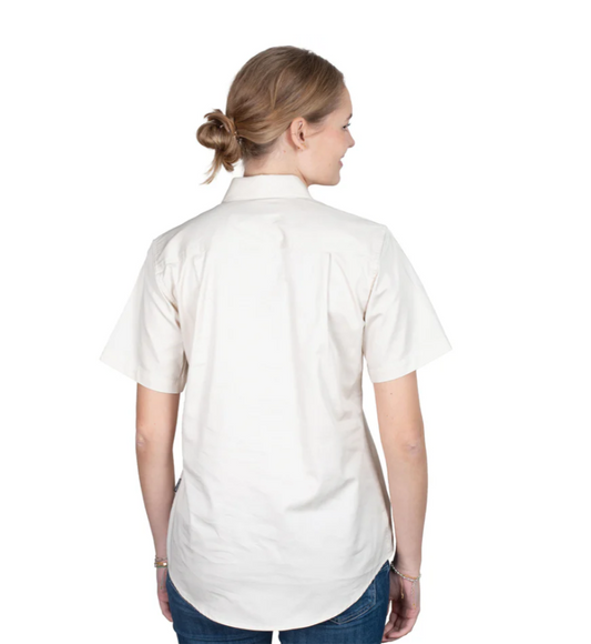 50506OAT Just Country Women's Evie Short Sleeve Half button Work shirt Oat