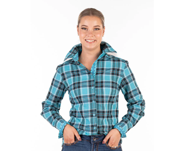 RR01-2008 Hitchley & Harrow Fitted Turquoise Check L/S Shirt