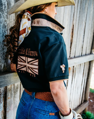 EL129 Hitchley & Harrow Loose Fit Black H&H Logo Polo