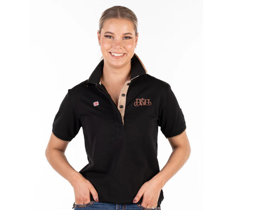 EL129 Hitchley & Harrow Loose Fit Black H&H Logo Polo
