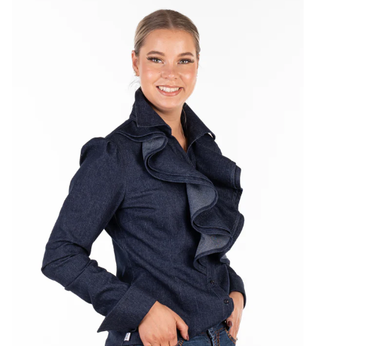 MR102 Hitchley & Harrow Mega Ruffle Denim Shirt
