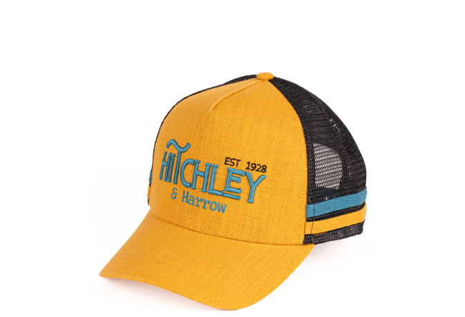 36497 Hitchley & Harrow Trucker Cap Mustard/Black And Turquoise