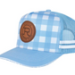 RC2509 Roper Trucker Cap Mini Plaid Cornflower Blue/White