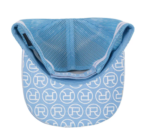 RC2509 Roper Trucker Cap Mini Plaid Cornflower Blue/White