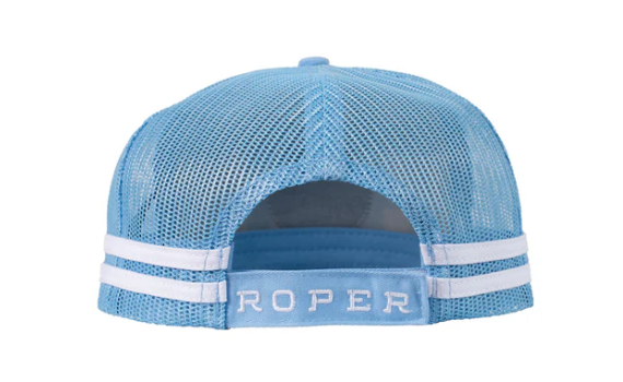 RC2509 Roper Trucker Cap Mini Plaid Cornflower Blue/White