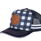 RC2510 Roper Trucker Cap Mini Plaid Navy/White