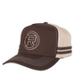 RC2513 Roper Trucker Cap Logo Chocolate/Stone