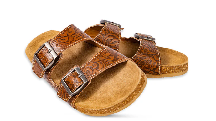 S-9671 Molly Megan Hand-Tooled Sandals Brown