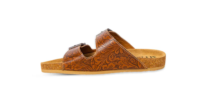 S-9671 Molly Megan Hand-Tooled Sandals Brown