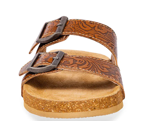 S-9671 Molly Megan Hand-Tooled Sandals Brown