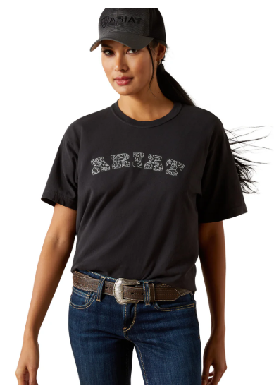 10062432 Ariat Women's Boot Stitch Logo Tee Black