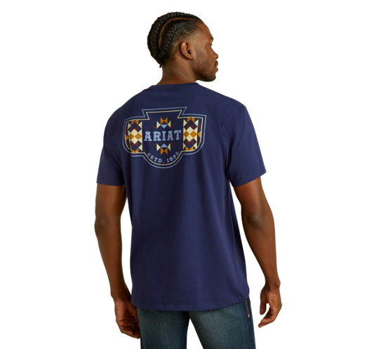 10062418 Ariat Men's West Woven Tee Medieval Blue