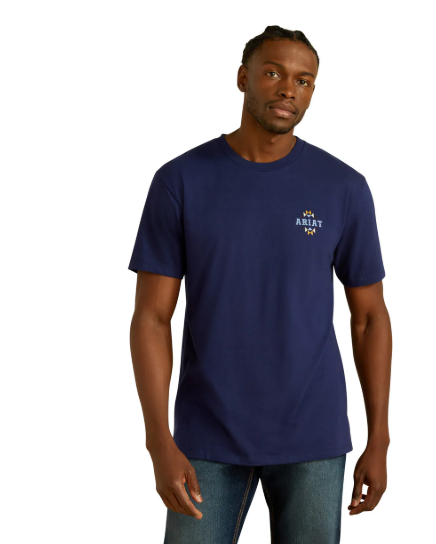 10062418 Ariat Men's West Woven Tee Medieval Blue