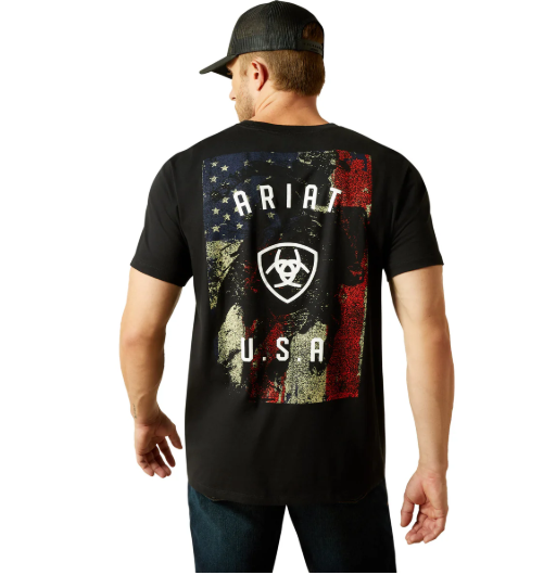 10062429 Ariat Men's Faded Bull Tee Black