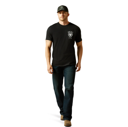 10062429 Ariat Men's Faded Bull Tee Black