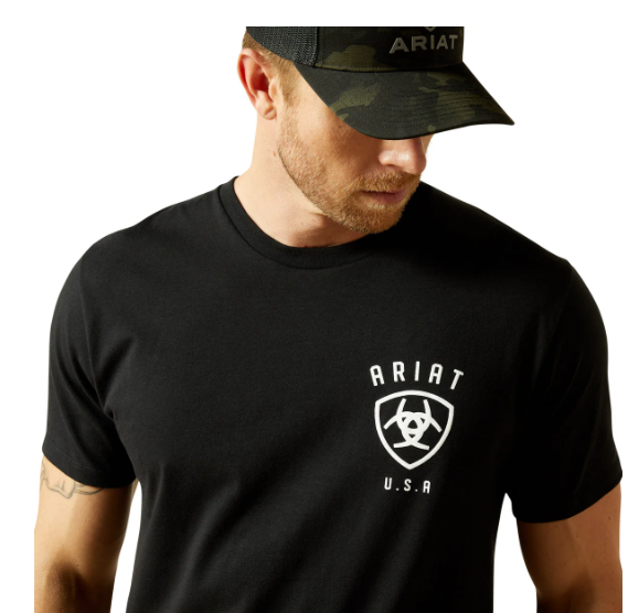 10062429 Ariat Men's Faded Bull Tee Black