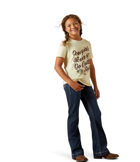 10062920 Ariat Girl's "Never Outta Style" Tee Wheat