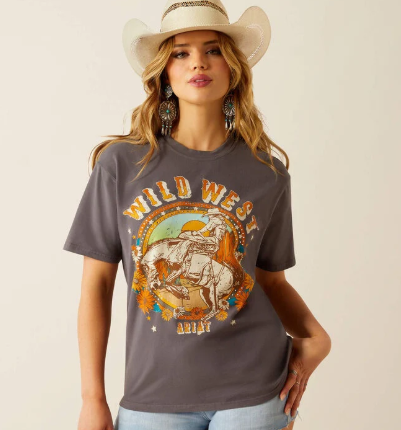 10060387 Ariat Women's Retro Rodeo Tee Thunderstorm