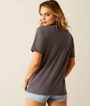 10060387 Ariat Women's Retro Rodeo Tee Thunderstorm