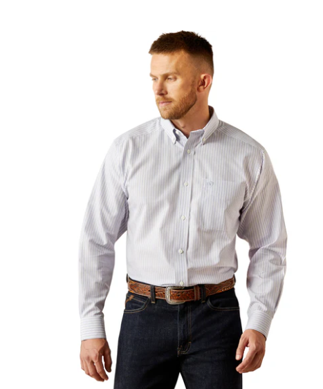 10058956 Ariat Men's Wrinkle Free Don LS Shirt Blue