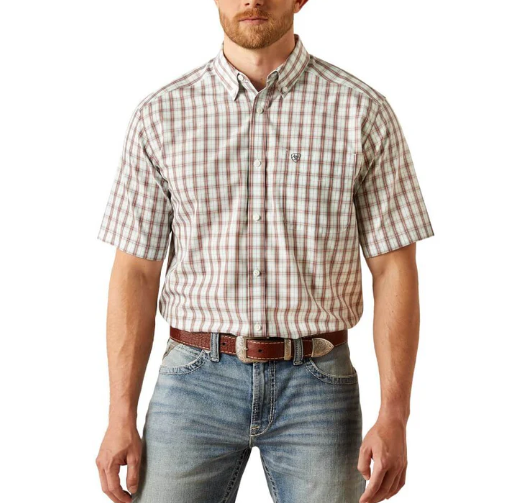 10058746 Ariat Men's Wrinkle Free Elton SS Shirt White