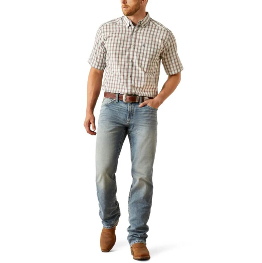 10058746 Ariat Men's Wrinkle Free Elton SS Shirt White