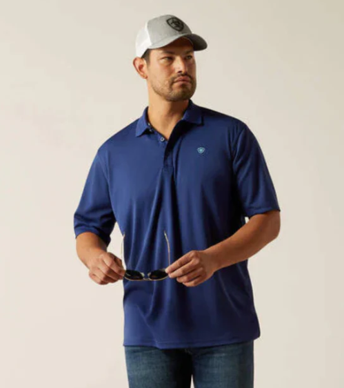 10058817 Ariat Men's Tek SS Polo Blue Depths