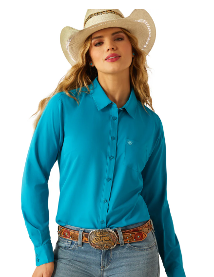 10058836 Ariat Women's Kirby Pro LS Shirt Enamel Blue