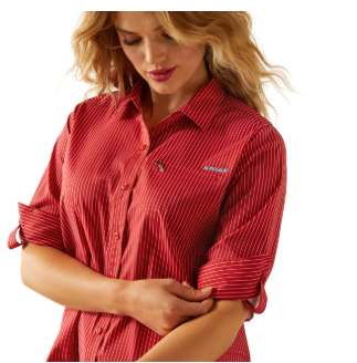 10058803 Ariat Women's Venttek LS Shirt Equestrian Red Stripe