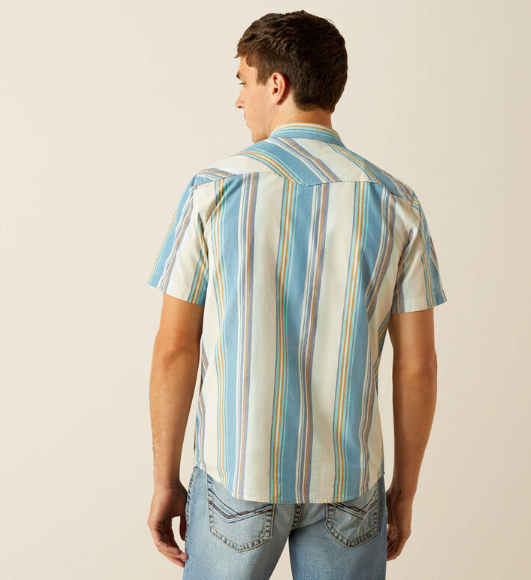 10058712 Ariat Men's Hilton Retro Snap SS Shirt Off White