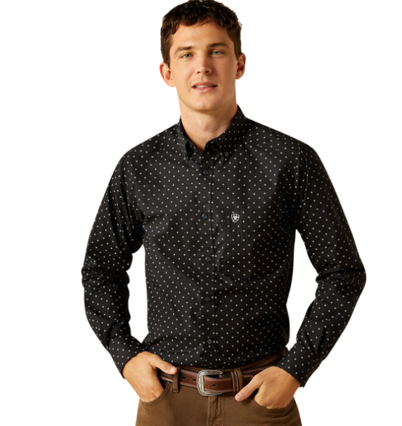 10058994 Ariat Men's Seymour Fitted LS Shirt Dark Grey