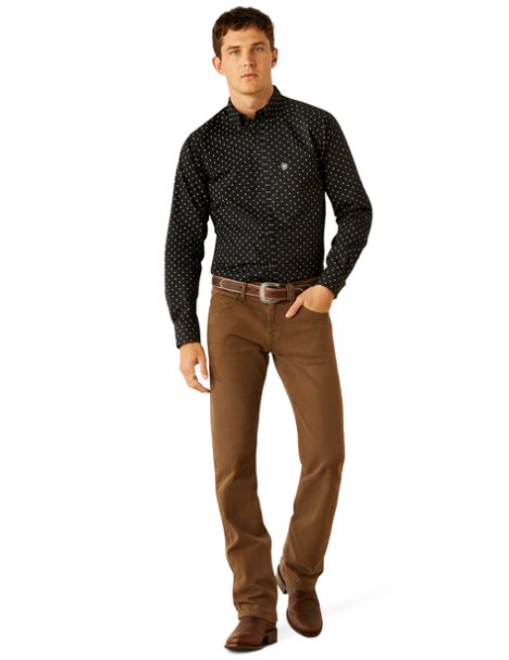 10058994 Ariat Men's Seymour Fitted LS Shirt Dark Grey