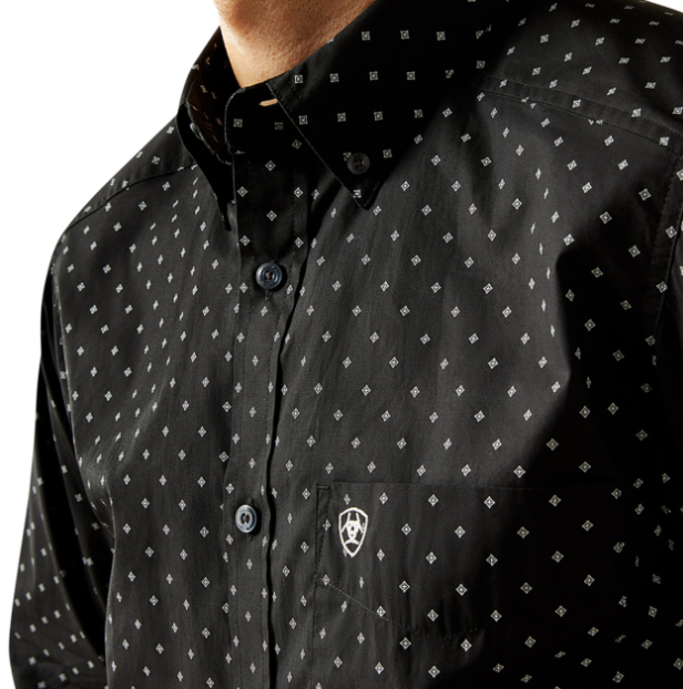 10058994 Ariat Men's Seymour Fitted LS Shirt Dark Grey