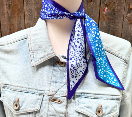 TW104 Cowgirl Necktie Blue & White
