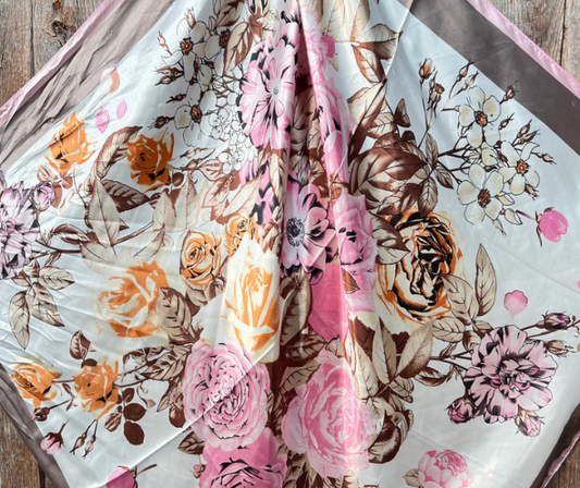 WR40 Cowgirl Wild Rag Pretty In Pink Roses