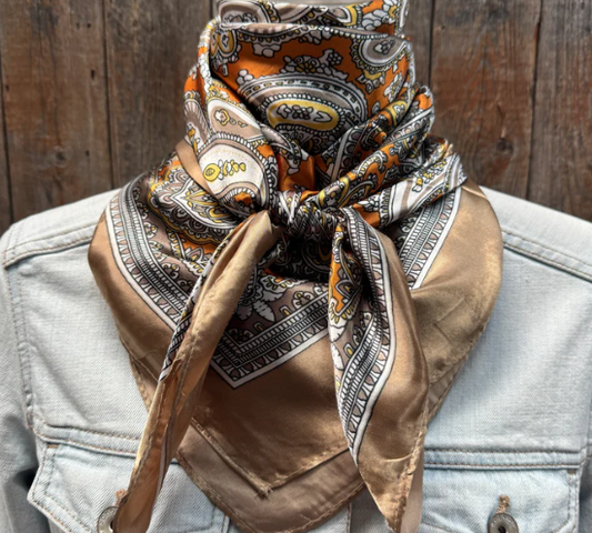 WR2142 Cowgirl Wild Rag Yellow & Tan Paisley