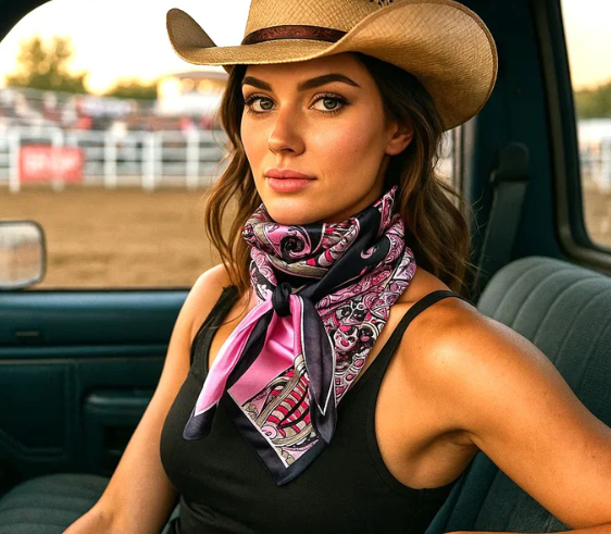 WR1017 Cowgirl Wild Rag Pink & Black