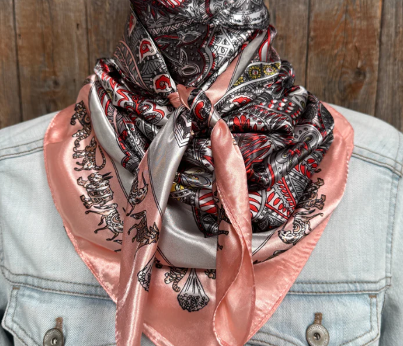 WR3425 Cowgirl Wild Rag Pink & White Safari