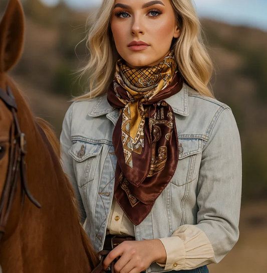 WR3405 Cowgirl Wild Rag Earth Tones Paisley