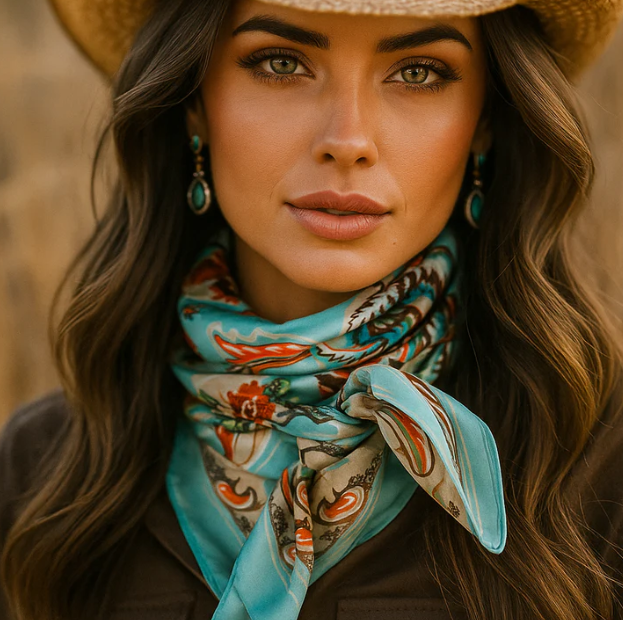 WRS230 Cowgirl Wild Rag "Turquoise That So 70's Paisley"