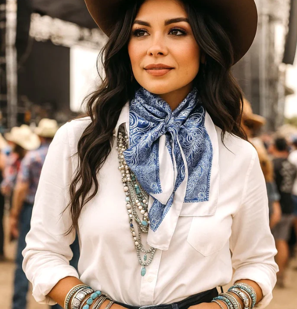 WR3403 Cowgirl Wild Rag Blue & White Paisley