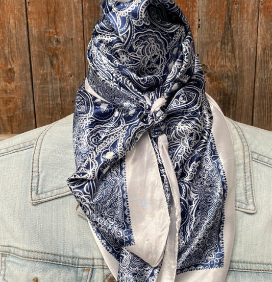 WR3403 Cowgirl Wild Rag Blue & White Paisley